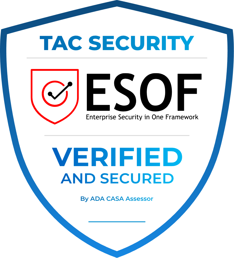 ESOF Verified and Secured — assessed by TAC Security, ADA CASA Assessor